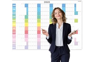 PACKLIST® Calendario Anual 2026 de Pared – Planificador Gigante A1 (84x60cm) con Semanas Centradas | Diseño de Columna Semanal para Organización Clara | Ideal Oficina, Hogar y Estudios