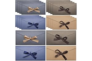 WSAMJIN 20 Pezzi Buste Colorate con Nastri, Buste di Carta Kraft Vintage, Elegante Buste da Lettera Buste Inviti Matrimonio per San Valentino, Ringraziamento, Matrimonio, Carte Regalo (22×11 cm)