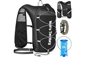 Witnewrage Gilet de course pour homme et femme, ultra léger, respirant et réglable, avec traits réfléchissants, bouteille d'eau de 2 l et brassard de sport pour une course sûre S/M (noir)