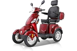 ‎ZVGREEN ZVGREEN-XL-4L-M500-S25-Elektromobil-Mobilitätsroller mit 4 Rädern-Seniorenmobil-3 Geschwindigkeiten-geräumiger Stauraum-Straßenzulassung-ROT