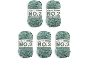 ‎MYBOSHI myboshi No.2 Baumwolle zum Häkeln, Baby Wolle, vegane Wolle zum Stricken, Wolle 60 Grad waschbar, für Baby und Amigurumi, 50g, Ll 100m Grün (Agave) 5 Knäuel
