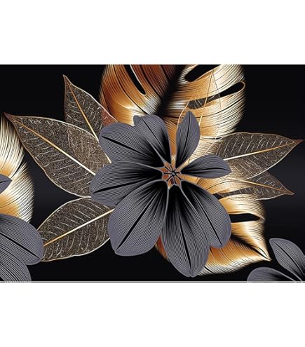 Diamond Painting Foglie Nero Oro 40x50 Cm Painting Diamond 5D Fiori Puzzle Con Diamanti Fiori Grande Ornamenti Casa Moderna Decorazione Murale Moderna Dipingere Con I Numeri Adulti Con Diamanti