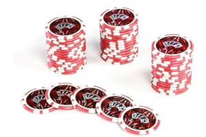 Nexos Trading 50 Poker-Chips Laser-Chips Ocean-Champion-CHIP Kanten abgerundet 12g Metallkern Poker Texas Hold`em Black Jack Roulette Token Jeton Wert 1-10000 wählbar (Wert 5)