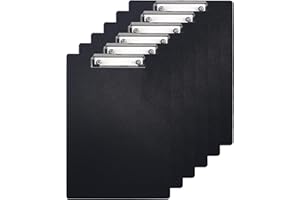 URbantin A4 Portapapeles con Pinza,6 Piezas Portapapeles con Tapa,A4 Clipboard,Carpetas con Pinza Clipboards A4 Impermeable Tablero con Pinza con Peniques Hole,Negro