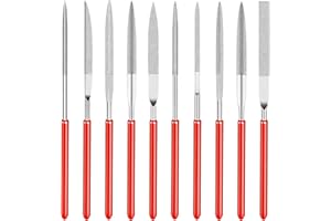 VAYFONI 10 Pcs Mini Diamond Needle File Set – Precision Modelling Files for Jewellers – Round, Flat & Triangular Tools for Metal, Resin, Plastic & Miniatures – 2 x 100mm