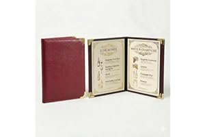 GLIMVILO Set di 2 Portamenu in Similpelle Formato A4, Impermeabili e Resistenti, Copertine Menu Eleganti per Ristoranti, Bar, Caffetterie e Hotel, con Inserti Protettivi in PVC (Bordeaux, 2 Pagine 4 Facciate)