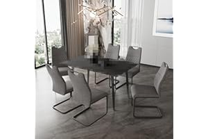 jiexi Dining Chair Set 6 Pieces Modern High Back Padded Seat with Chrome Legs and Side Chairs for Living Room (Grey 6 Chair)