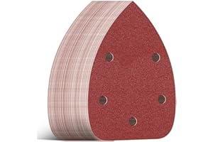 Aucenix Sanding Pads for Mouse Sander: 35Pcs Detail Sander Pads with 5 Holes - Mouse Sandpaper Sanding Discs Sheets with Hook and Loop Assorted 40/60/80/120/150/180/240 Grits for Wood Plastic (70)