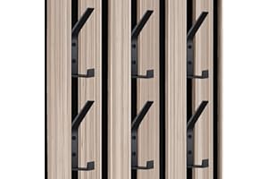 Kssvzz 6 Stück Haken für Akustikpaneele, Doppelter Garderobenhaken für Schlafzimmer, Wohnzimmer, Badezimmer, Kleiderhaken Wandpaneele für Jacken, Mäntel und Hut - Schwarz, Aluminium, 13mm