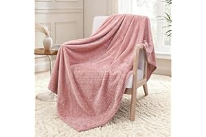 Exclusivo Mezcla Fleece Throw Blanket Extra Large, Super Soft and Warm Blankets for Couch, Sofa and Bed Waffle Textured, Cozy, Fuzzy and Lightweight,Dusty Pink, 127x178 CM