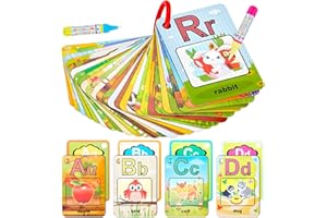 Zusentee Alphabet Water Coloring Cards, 26 Letter Aqua Painting Doddle Cards whith 2 Water Pens Magic Doodle Water Colouring Cards, Educational Learning Toy for 3 4 5 Years Old Toddlers