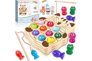 FAMKEEP Jeux Enfants 2 Ans,Jeuxs Montessori,Jouets en Bois Jeu de pêche,Jeuxs Magnetique Enfant,Cadeau Garçon Fille,Jeu de Peche Magnetique,Jeux Enfants Cadeau 2-5 Ans