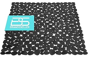 Brandsseller-Tappetino Antiscivolo per Doccia in Effetto Pietra Nero 53x53cm