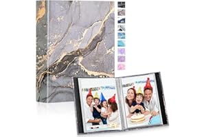 Lanpn Fotoalbum 10x15 cm 50 2 Packungen, Klein Mini Leder Hardcover Einstecken Einsteckalbum für Hochformat Fotos Bilder Graues Gold