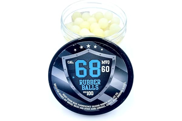 100 x Blue Night Vision Fluorescent Silicon Rubber Balls Paintballs Glowing in The Dark in 68 Cal. Projectiles for Training and Self Home Defense