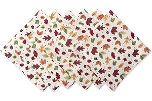DII Tabletop Fall Harvest Décor Thanksgiving Thanksgiving Cloth Dinner Set, Napkin, 20x20", Autumn Leaves, 6 Count