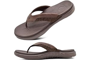 ONCAI Chanclas sandalias de cuero para hombre, sandalias con soporte para el arco, toboganes deportivos, pantuflas con suela de espuma para Yoga EU 40-49