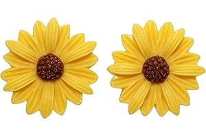 Bluebubble DAISY CHAIN 22mm Sunshine Yellow Daisy Flower Earrings on Gift Card