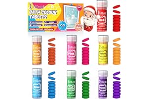 FIDTON Boules de Bain - 160 Comprimés de Boule de Bain Enfant, de Qualité Alimentaire, Doux pour la Peau, Bath Colour Tablets pour le Bain Moussant des Enfants, la Teinture des Œufs - 7 Couleurs Vives