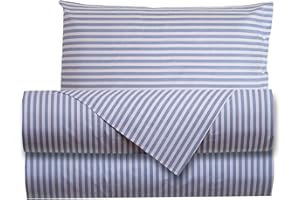 Smart Deco Home Completo letto lenzuola federe letto stampa fantasia 100% Cotone Made in Italy UNA PIAZZA E MEZZA RIGA MINI BLU