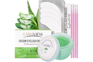 LASHVIEW Eyelash Extension Remover Cream Gentle Aloe Formula, Lash Remover Kit with Eye Patches & Cotton Swabs(10g)