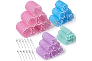 Thrilez 36 Pcs Hair Rollers with Clips Self Grip Jumbo Hair Roller Include 48mm 40mm 30mm and 20mm, Hair Rollers for Long Medium Short Hair, Salon Hairdressing Rollers for DIY Hair Styling