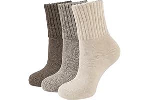 CLOSEMATE 3 Pares Calcetines Termicos Mujer Invierno sin Costuras Frio Extremo Calientes de Algodón Grueso Blanco Negro Gris Marrón Beige
