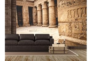 OEDIM Fotomural Vinilo para Pared Templo de Medinet Habu Egipto | Fotomural para Paredes | Mural | Vinilo Decorativo | Varias Medidas 500 x 300 cm | Decoración comedores, Salones, Habitaciones...