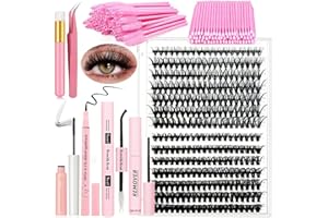 DNSGOOR Kit de Expansión de Pestañas DIY 280 Pcs 9-16mm de Longitud 30D+40D Grupo de Pestañas Individuale Unido y Sellador Removedor de Pegament Delineador Ocular Rímel Pinzas