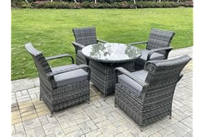 GENERIC FMSGarden Rattan Garden Furniture Dining Set Table And Chairs Wicker Patio Outdoor 4 Chairs