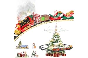 SOSISUL Eisenbahn Weihnachtszug Elektrische mit Dampfeffekt, warmweißem LED-Licht & realistischem Sound – Schwebender oder bodenliegender Zug mit Schienen, Weihnachtsdeko & Geschenk für Kinder & Familie