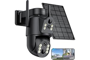Reobiux 2K Telecamera Wi-Fi Esterno Senza Fili Solare,2.4GHz Outdoor Videocamera Sorveglianza Esterno con doppio obiettivo,270° PTZ,Allarme PIR Istantaneo,Visione Notturna & Audio Bidirezionale,IP66