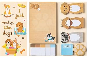 E1MITY 550 Sheets Sticky Notes Set Cute Dog Shaped Paper Clips Novelty Self Adhesive Sticky Notes Writing Memo Pads for Children Home Office School Supplies Page Marker Gift for Teacher Student
