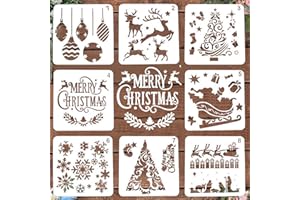 LYPER 8 Stück Schablonen Weihnachten, Wiederverwendbarer Kunststoff Weihnachts schablonen Zeichnung Malerei Set, Xmas Stencil Schablonen für Scrapbooking Fotoalbum, DIY Geschenkkarten,Geschenke Kinder