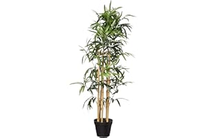 Amazon Basics Planta de Bambú artificial con macetero de plástico, 100 cm, Verde
