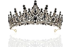 AOKWAWALIY Couronne De Mariage Vintage Noir Avec Strass Pour Femme Diadème Élégant Pour Mariée Anniversaire Et Événements Spéciaux