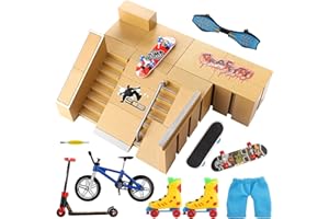 Waysroma Finger Skateboard Rampe 14pcs Skatepark Kit Mini Finger Skateboards mit Rampen und Zubehör Set Fingerboards Skate Park Griffbretter Ultimative Parks Fingerspitzenbewegung für Kinder