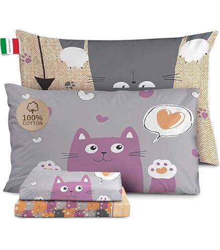 Lenzuola PETTI Con Gatti - Cotone E Microfibra, Made In Italy - Foto 8