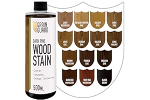 GRAIN GUARD Teinture pour bois | Pin Foncé | 500ml | À base d'eau et à faible odeur | Écologique et non toxique | Teinture pour bois d'intérieur | Application facile | Séchage rapide