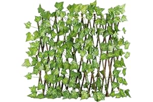 POHOVE Valla de hojas retráctiles expandibles, coberturas artificiales, valla de enrejado, barandilla telescópica de jardín, pantalla de privacidad protegida contra rayos UV(Tipo: A)