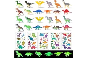 NVGVUP 29 Stück Leuchten Dinosaurier Spielzeug, Mini Sammlung Dinosaurier Figuren, Realistische Klein Dinos Figur Leuchtet Dunkeln, Dinos Pädagogisches Spielzeug für Kinder, mit 5 Dinos Aufkleber