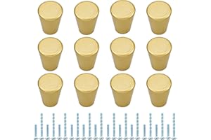 ATOPO 12 Pomos de Cajón, Tirador Redondo para Armario, Tirador de Puerta con 2 Tornillos de Tamaño para Muebles, Armarios, Perfectos para Cocina, Baño, Dormitorio (Dorado)