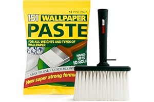 SITEFORGE Wallpaper Paste & Brush, Strong Adhesive for Easy Wallpaper Hanging & Decorating, DIY & Professional Kit for Smooth, Textured & Lined Walls, 200g (12 Pints)