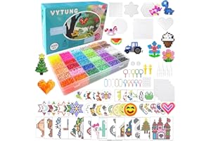 Vytung Perline da Stirare,13000Pz 5mm Fusione Set,220 modelli,Pegboard,Pinzette, Carta da Stiro, Bambini DIY Perline Artigianali,Set Gioco Creativo Natalizio