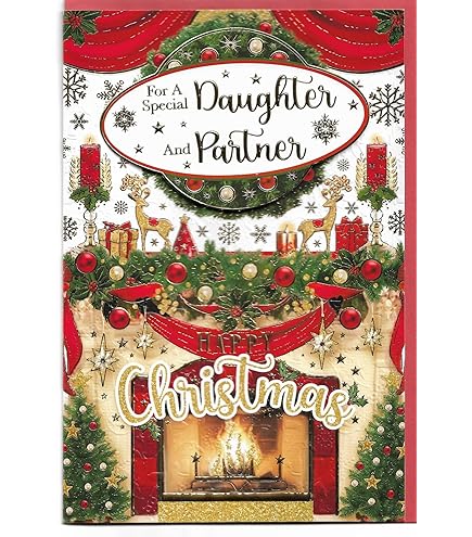 Piccadilly Greetings Modern Christmas Card Daughter & Partner - View #4