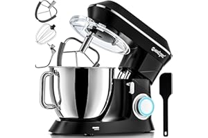 MalTec Planet MaltecChef Robot kuchenny 2200 W, hak do mieszania, hak do ugniatania, trzepacz, ochrona przed pryskaniem, 6 prędkości, 4 funkcje, czarny robot kuchenny, 6 l