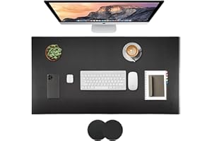 SMART BY LEVIATAN SMART Tappetino Scrivania 80 x 40 cm - Sottomano Scrivania in Similpelle PVC - Pad per Scrivania Laptop, Protezione per Scrivania per Ufficio e Casa - Tappetino da Tavolo Doppia Facciata, Nero