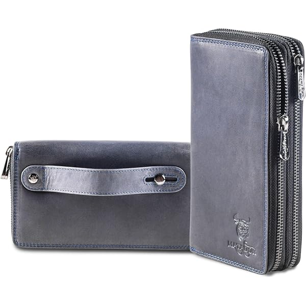 Benthill Grand Portefeuille Femme En Cuir Véritable RFID - XXL Avec 44 Cartes Gris