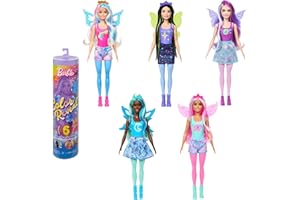 Barbie Color Reveal Lalka Seria Galaktyczna Tęcza Asortyment lalek z 6 niespodziankami, funkcja zmiany koloru, HJX61