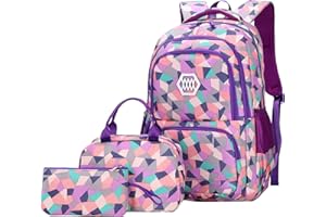 SellerFun Girl Geometric Printed Primary Junior High University School Bag Bookbag Backpack